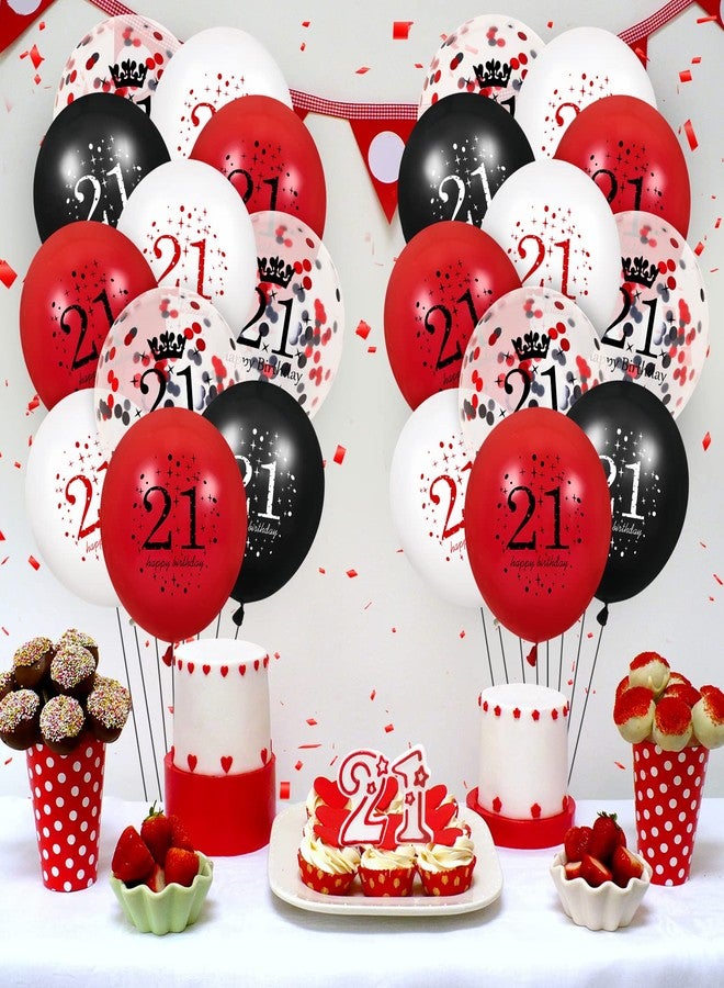 Yoirrat 21st Birthday Balloons for Women, 16Pcs Red Black Happy 21st Birthday Balloons Decorations for Women Men 21 Years Old Party Decor Supplies 12 inches - Image 2